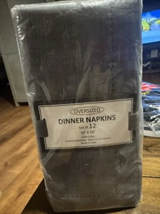 SET OF 12 NEW Hemstitch Cotton Dinner Napkins 18 X 18 in Charcoal Gray - Picture 1 of 4