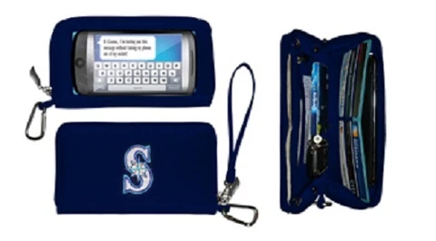 New Touch Screen  Smartphone Deluxe Wallet MLB Licensed SEATTLE MARINERS Blue Cover
