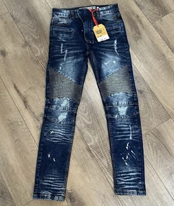 GRINDHOUSE Jeans Size 342x32 Blue Stretch Denim Distressed NWT - Picture 1 of 13