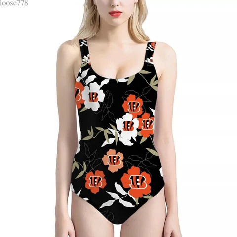 Cincinnati Bengals Womens One Piece Swimsuit Bikini Beach Swimwears Bathing Wear Cover