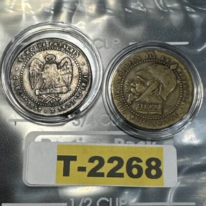 Lot of 2 1870 Antique Vampire of Sedan France Napoleon III Tokens T-2268 - Picture 1 of 10
