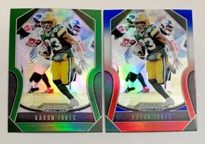 Lote de 2 tarjetas Prizm NFL 2019 fútbol americano Aaron Jones verde rojo blanco azul RWB #120! - Imagen 1 de 2