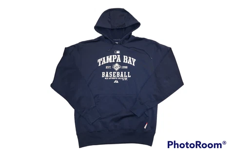 Majestic Authentic Tampa Bay Rays Baseball Blue Pullover Hoodie Sweatshirt Men M Cover
