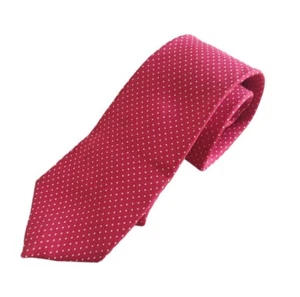 Hardy Amies London Men's Tie Red White Polka Dots All Silk 57" Long - Picture 1 of 5