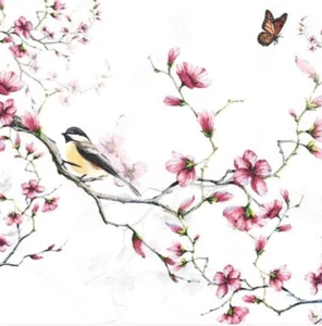 "New" 3 Paper Napkins for Decoupage/Scrapbooking/Craft-Birds Meeting - Picture 1 of 2