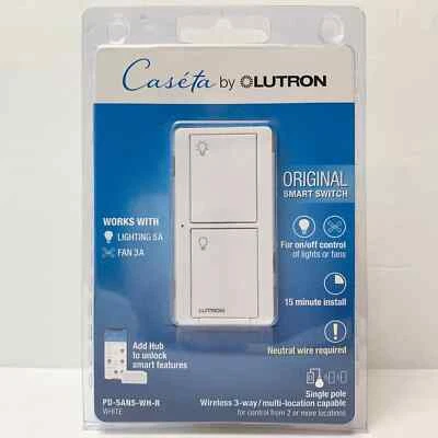 Lutron PD-5ANS-WH-R Caséta Wireless 120V Outdoor Smart Dimmer - White - Image 1 of 2