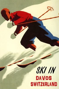 Ski In Davos Switzerland Alpine Downhill Skiing Vintage Poster Repro FREE S/H - Picture 1 of 1
