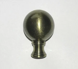 New 1 3/4" Solid Brass 32mm Smooth Ball Lamp Finial, Antique Brass Finish 1/4-27 - Picture 1 of 2