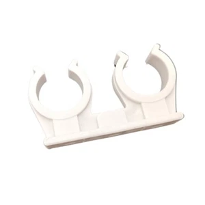 Rohrclips Zweifach 28 mm - 10 Stück. Rohrhalter Doppelt Weiß Kunststoff - Bild 1 von 7