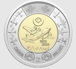 2024 Canadá $2 dólar 100 aniversario de la Real Fuerza Aérea Canadiense - 1 moneda - Imagen 1 de 4