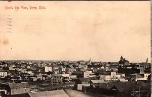 PERRY, OKLAHOMA - VOGELAUGENANSICHT DER STADT - 1909 - ALTE POSTKARTE - Bild 1 von 2