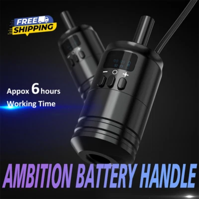 Ambition 2 in 1 Tattoo Battery Grip Wireless Power Supply 1600mAh RCA Interface - Image 1 of 4