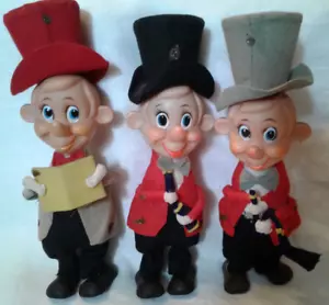 Set vintage di 3 TKR musical feltro pixies/elfi con statuette cappelli top - Foto 1 di 15