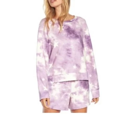 Wildfox Lounge Set Sweatshirt And Shorts Purple Stars Tie Dye Size XXL - Image 1 of 4