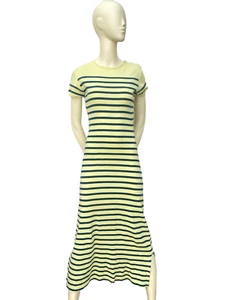 Jean Paul Gaultier Vintage Long Yellow Striped Dress Size M fits S to M - Picture 1 of 5
