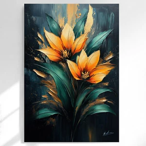 Blumen Blätter Pflanzen Leinwand Bild Abstrakt Wandbilder XXL Wohnzimmer 6081A - Bild 1 von 7