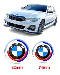 2 pieces SET BMW 82mm+74mm bonnet AND trunk emblems FOR E46 E90 G20 G30 - Foto 1 di 14