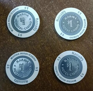 Harrah's Marina Hotel Casino Altantic City, NJ 1 Set mit 4 Chips $1,00  - Bild 1 von 1