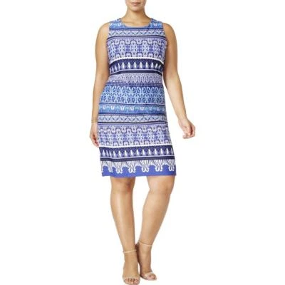 Charter Club Plus Size Sleeveless Printed Shift Dress 1X Modern Blue #3620 - Image 1 of 4