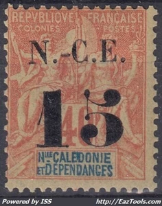 TIMBRE NLLE CALEDONIE SURCHARGE N-CE 15 N° 66 NEUF * GOMME AVEC CHARNIERE - Picture 1 of 2