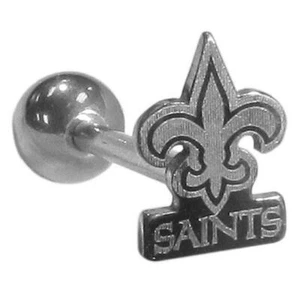 New Orleans Saints Stainless Steel Barbell Tongue Ring (Logo) NFL Football - Picture 1 of 3