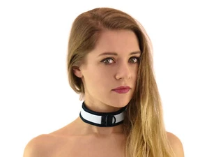 Deluxe Neopren Puppy Halsband weiß Hundehalsband BDSM Halsfessel Petplay Nr.5922 - Bild 1 von 7