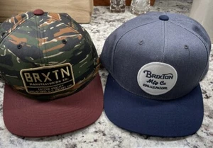 Lot Of 2 Brixton Mens Snapback Baseball Cap Hat Camouflage And Blue NWT NWOT - Picture 1 of 14