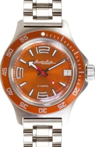 Vostok Amphibia 740383 Watch Orange Diver Mechanical Automatic US Seller - Picture 1 of 7