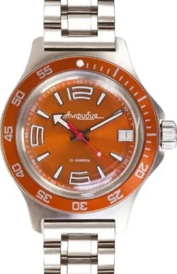 Vostok Amphibia 740383 Watch Orange Diver Mechanical Automatic US Seller - Image 1 of 4