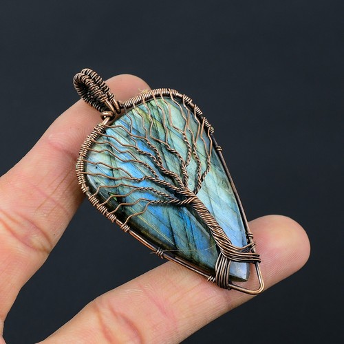 VETEMENTS Albero dell'amore pietra preziosa labradorite fatta a mano filo di rame ciondolo gioielli NP 011