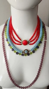  Lot of 4 Vintage & Acrylic Modern Bead Necklaces Colorful Costume Jewelry - Picture 1 of 20