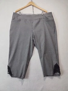 CJ Banks Signature Slimming Pull On Women's Crop Pants Size 22W AVG Black White - Picture 1 of 13