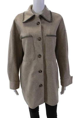 Zara Womens Collar Front Pockets Button Front Long Sleeve Brown Size M - Image 1 of 4