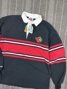 Ottawa Senators Shirt Mens XL Black Rugby Polo Vintage 90s Barbarian NHL NWT - Picture 1 of 12