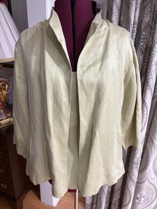 Eileen Fisher Pale Green Silk Linen  Jacket With Tank Top 2 Piece Ladies Large - Bild 1 von 8
