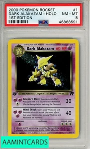 Pokémon Rocket Dark Alakazam-Holo #1 2000 primera edición PSA 8 casi nuevo-como nuevo - Imagen 1 de 3