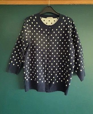 Navy & white polka dot cardigan size 14 - Image 1 of 4
