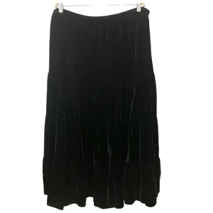 Vintage Y2K weißer Hirsch schwarz Samt Stufen Midi Rock XL Goth Urlaub Whimsigoth - Bild 1 von 6