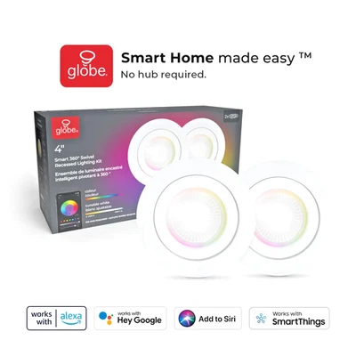(2 Piezas) Globo Eléctrico Wi-Fi Inteligente Giratorio LED Kit de Iluminación Empotrada 9W 4" -Nuevo Foto 1 de 4