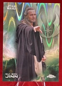 2025 Topps Chrome Star Wars #152 Qui-Gon Jinn RayWave Refractor - Picture 1 of 3