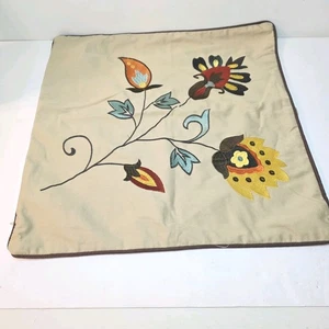 Greenland Fashions Andorra Embroidered Floral Square Pillow Sham Cover - Picture 1 of 6