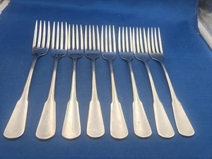 Lote de 8 tenedores de cena de acero inoxidable Oneida MINUTE MAN COLONIAL BOSTON 7 1/4" - Imagen 1 de 5
