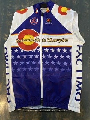 Pactimo Cycling Wind Vest Colorado State Champion Medium Full Zip Front - Image 1 of 4