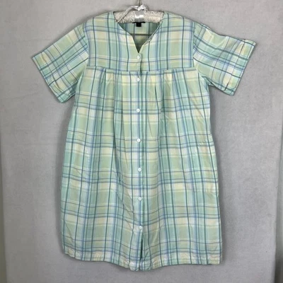 Vestido Miss Elaine Robe House Grande a Cuadros Azul Vidente Sucker Frente a Presión 100% Algodón Foto 1 de 4