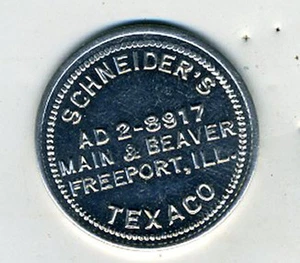 Alte Aluminium Handelsmedaille Schneiders Texaco Freeport Illinois One Cent im Handel - Bild 1 von 2