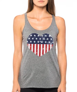 AMERICAN FLAG HEART stars stripes patriotic freedom 4th of July Women's Tank Top - Picture 1 of 1
