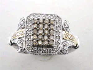 LeVian 14K Multi-Tone Gold I-J I2 White Diamond 0.86 cts Cocktail Ring Size 7.5 - Picture 1 of 1