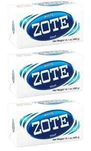 3 Pack of Zote Laundry Soap Bar White 14.1 oz Beauty & Personal Care (400gr) - Picture 1 of 6