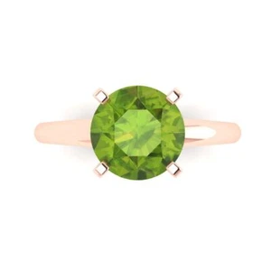 2,5 ct runder Schliff natürlicher Peridot Hochzeit Braut Versprechen Ring massiv 14k Rotgold - Bild 1 von 11