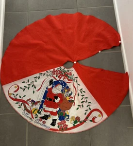 Vintage AVON Christmas Tree Skirt - Santa - 90cms Round-AUS MADE Great Condition - Picture 1 of 8